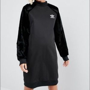 Adidas Originals Sweatshirt Dress Velvet Sleeves